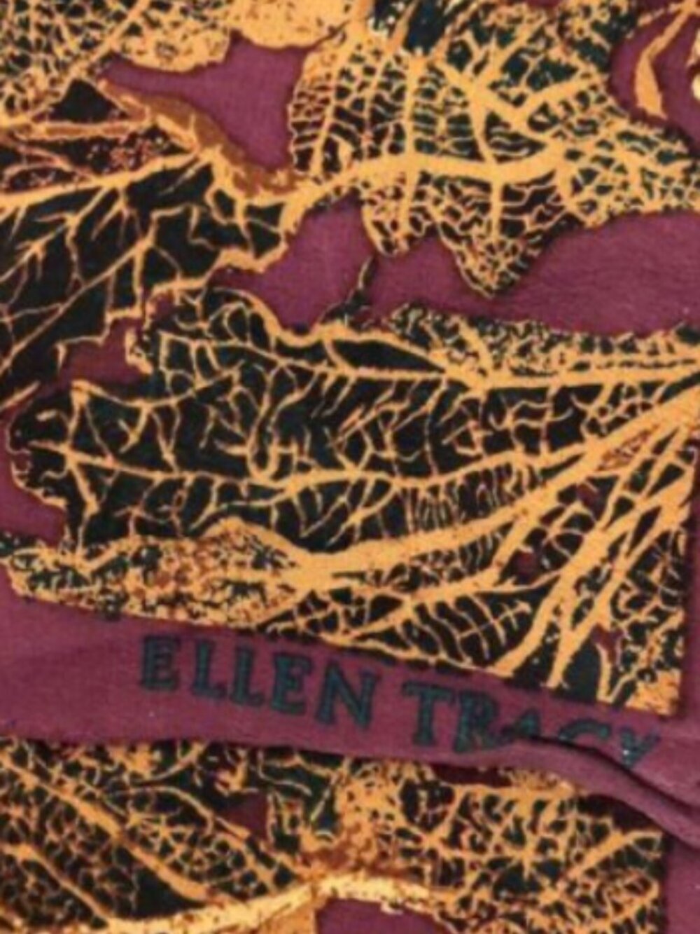 Ellen Tracy Silk Scarf Harvest Leaves on purple